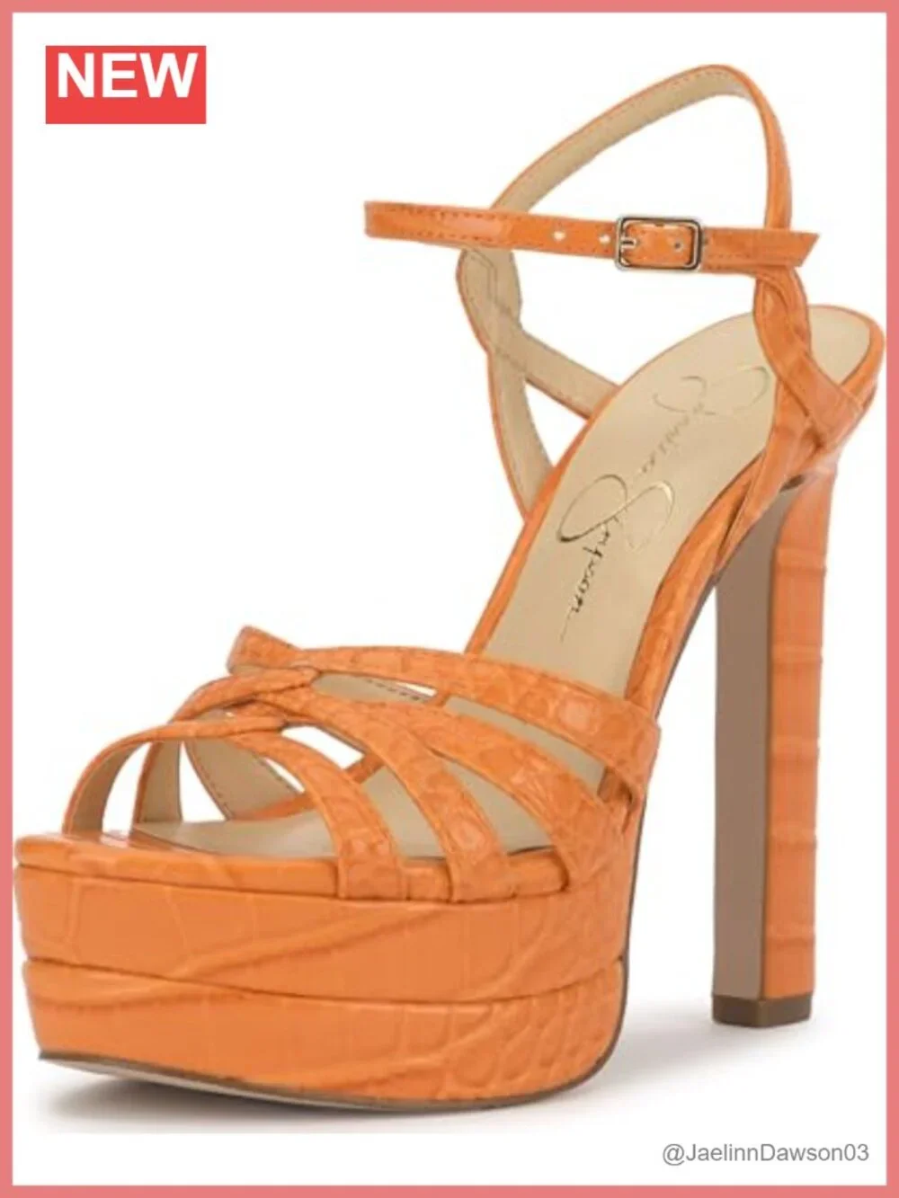 Jessica Simpson Itzari Double Platform Heeled Sandals Faux Leather Block Heel